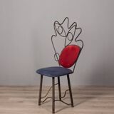 Chaise sculpture vintage années 70 en fer et tissu design italien