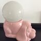 Vintage lamp dog ceramic opal globe 70s-80s