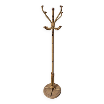 Porte manteau perroquet en Bambou rotin vintage