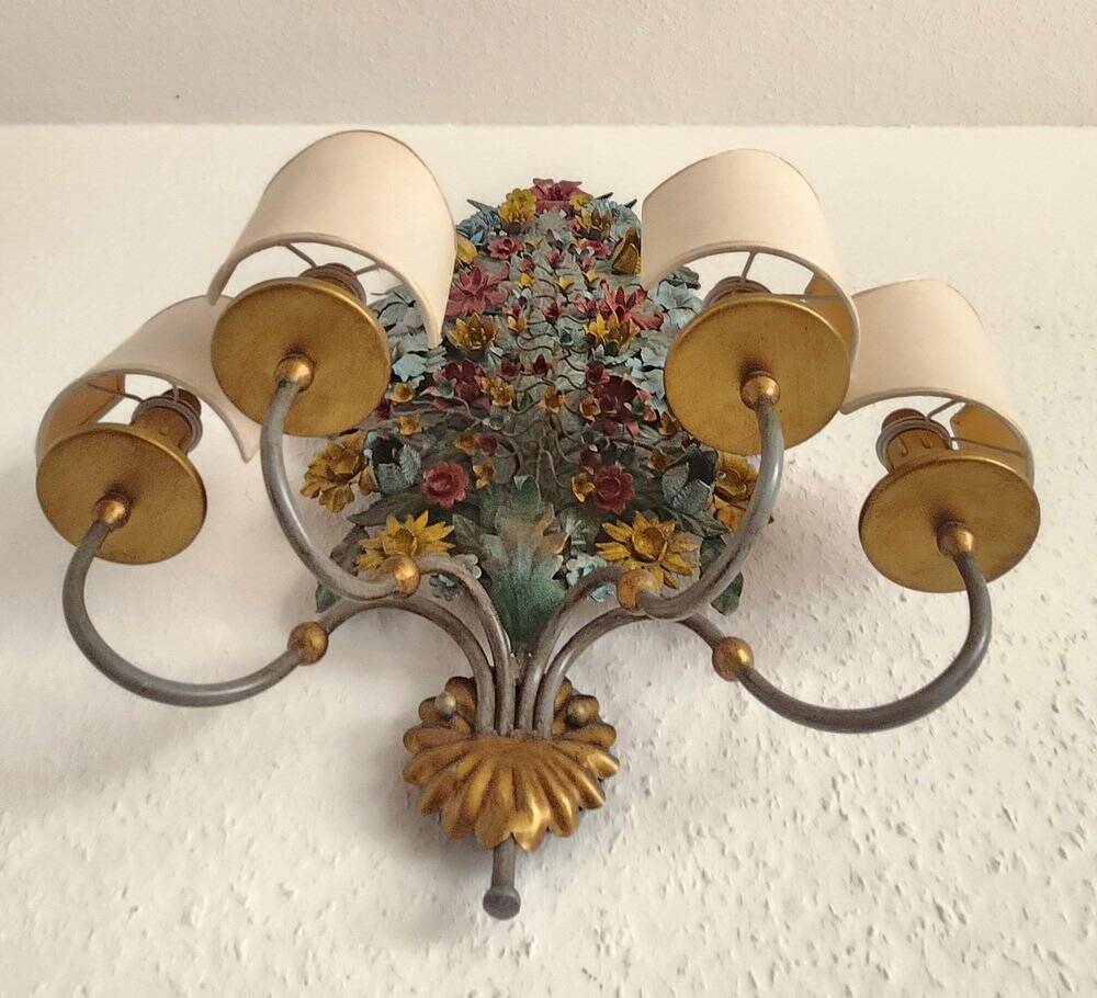 XL Large 2 Light polychrome vintage Ciani Firenze wall lamp, Italy 1970s