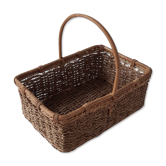 Old rectangular basket in wicker, rattan and woven straw