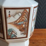 Vintage Hexagonal Japanese Porcelain Vase – Landscape Decoration