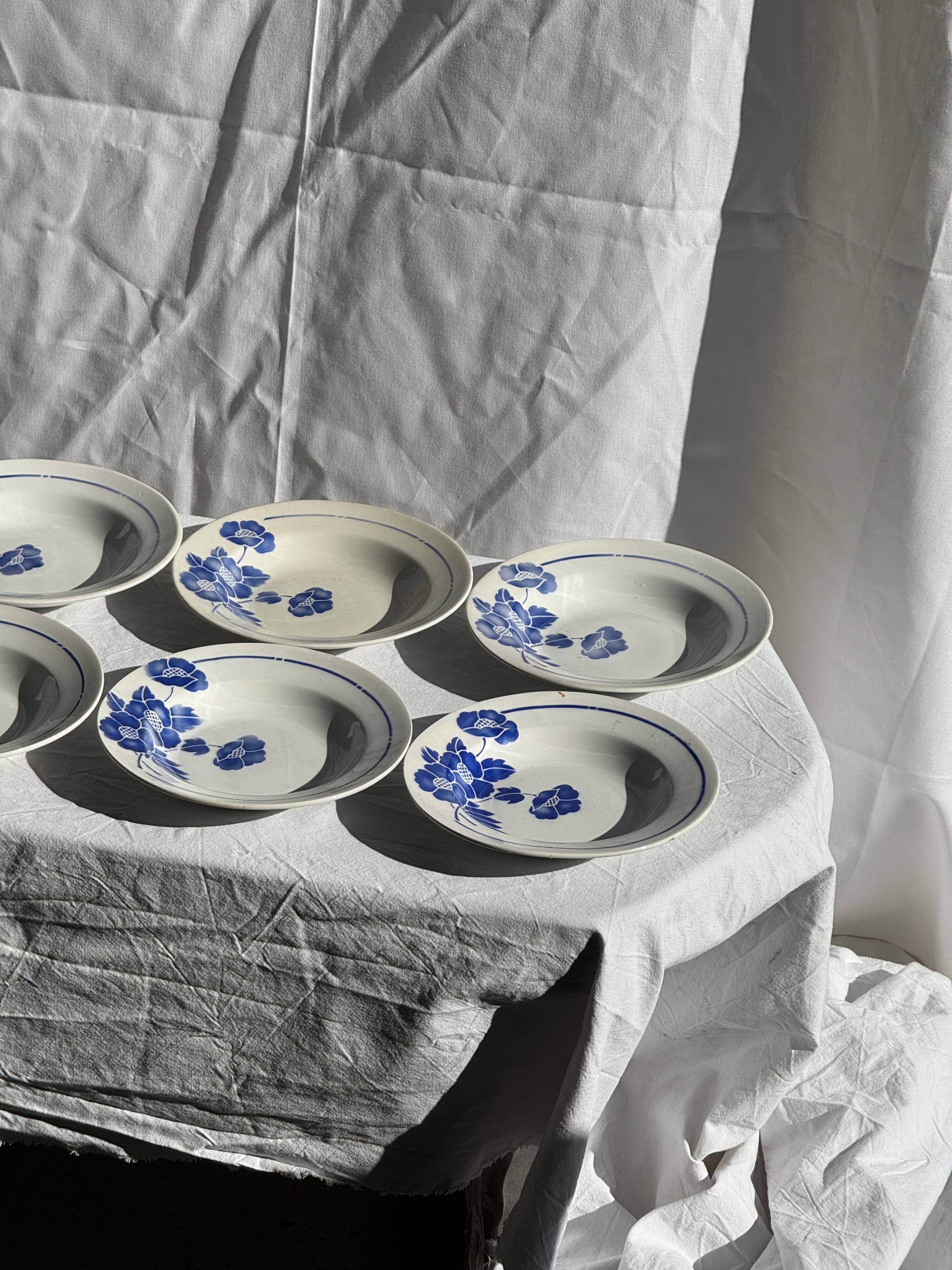 Set of 14 antique deep plates Moulin des Loups Hamage Model Edmond