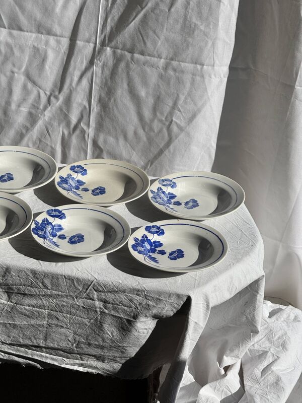 Lot de 14 assiettes creuses anciennes Moulin des Loups Hamage Modèle Edmond