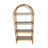 Library in burr rattan wicker natural bamboo old 1950