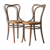 2 chaises bistrot de Kohn vers 1900 cannées