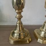 Pair of antique english princess of diamonds brass candlesticks