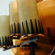 Mid century sconce wall lamp copper metal glass