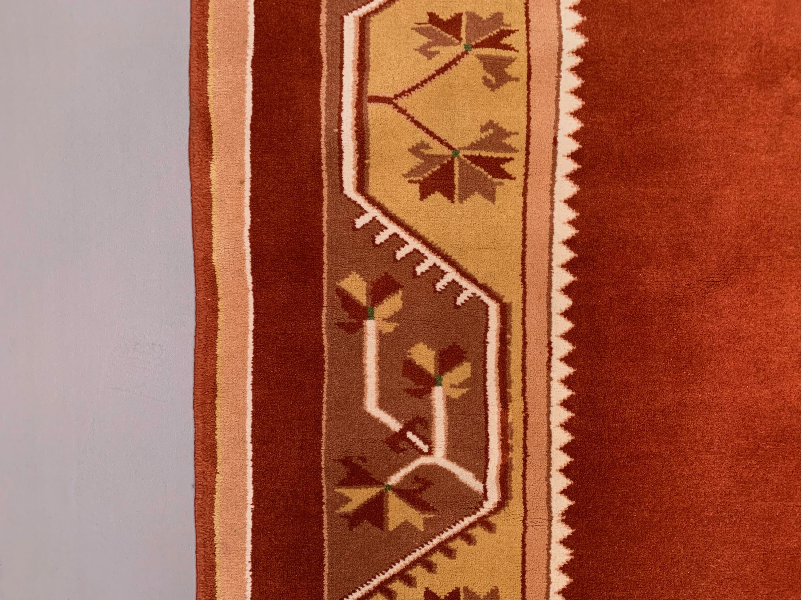 Old Turkish Milas Rug 200x142 cm vintage carpet Ushak Region Beige Rust Medium