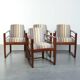 Set of 4 Art Deco design dining chairs with luxurious fabric upholstery