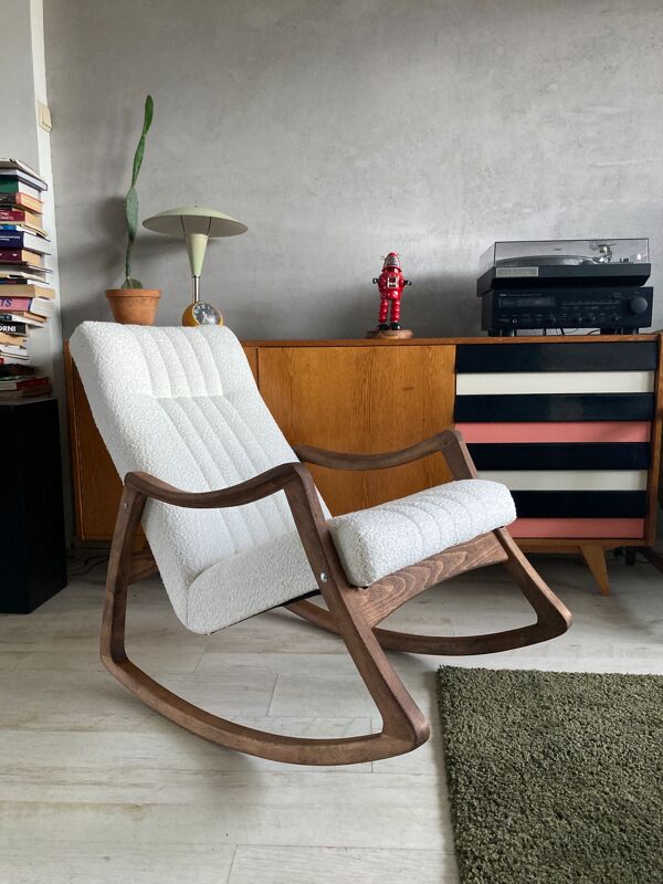 Chaise à bascule originale du milieu du siècle de TON, Tchécoslovaquie, années 1960