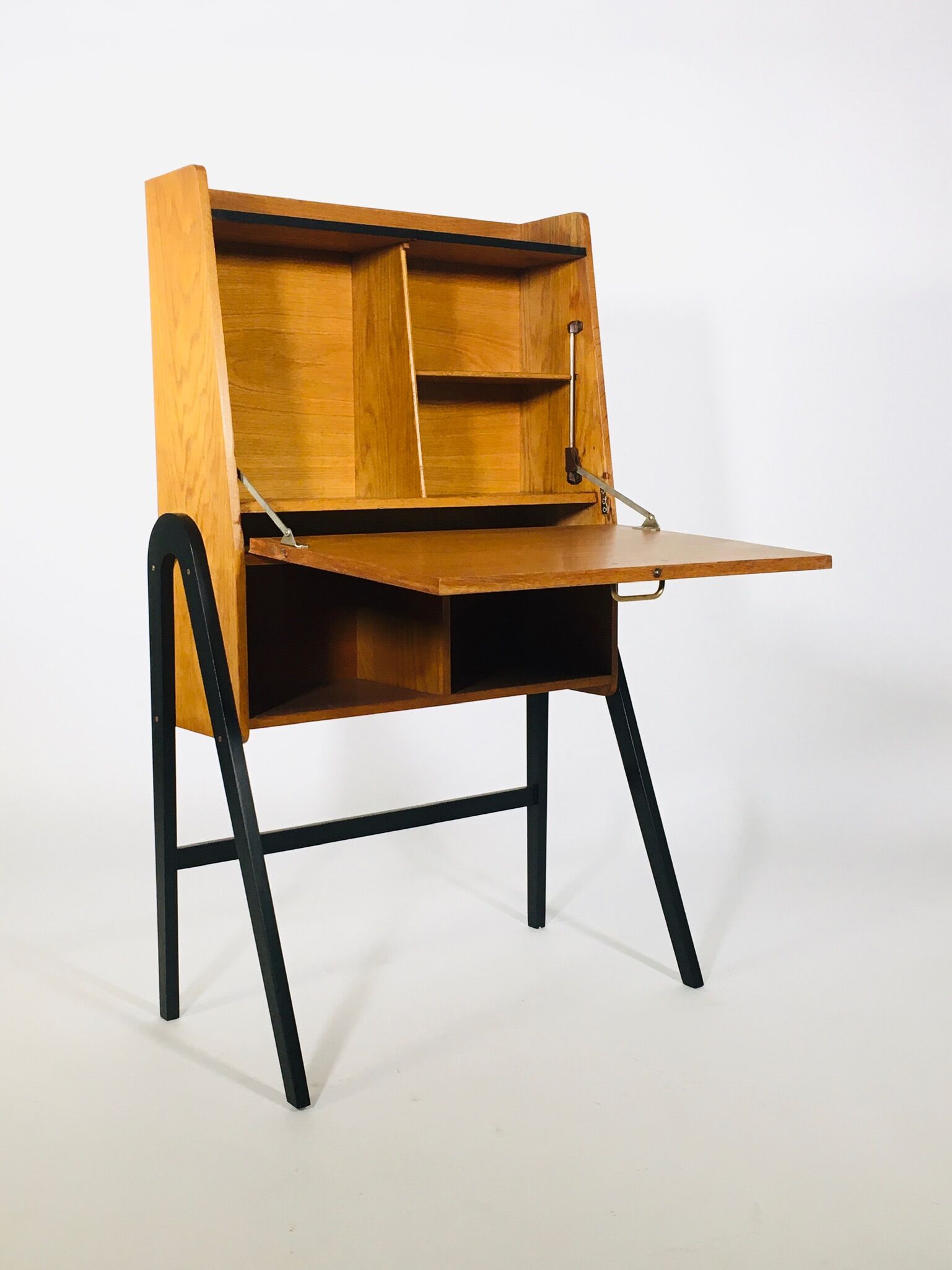 Vintage secretary with compass foot, France 1950's
