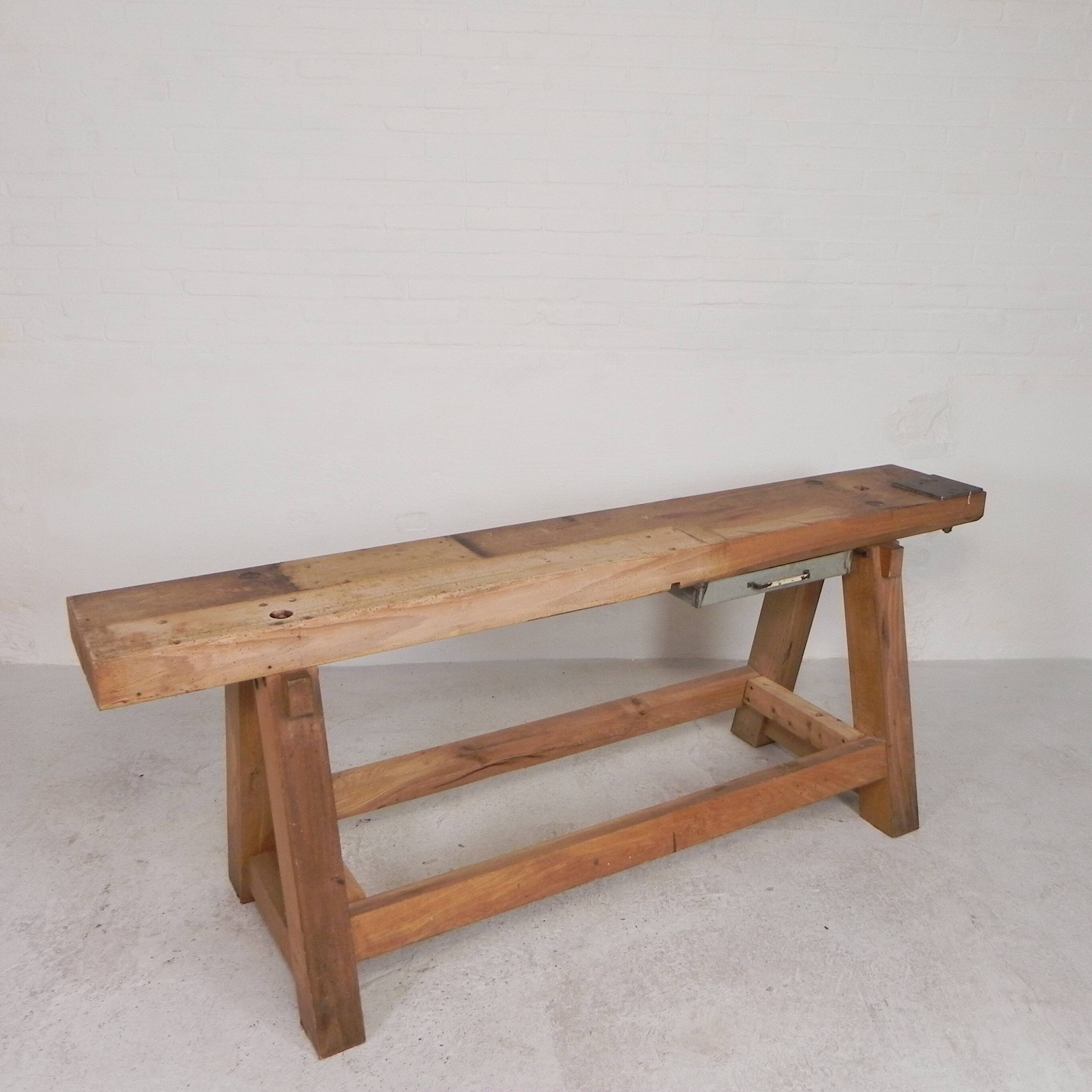 Oak workbench 2 meters long, 1950s