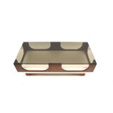 Vintage Space Age coffee table, 1970s, with smoked glass and wenge wood top