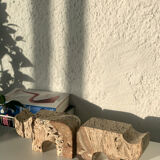 Pair of travertine rhinoceros bookends by Fratelli Mannelli, 1970s
