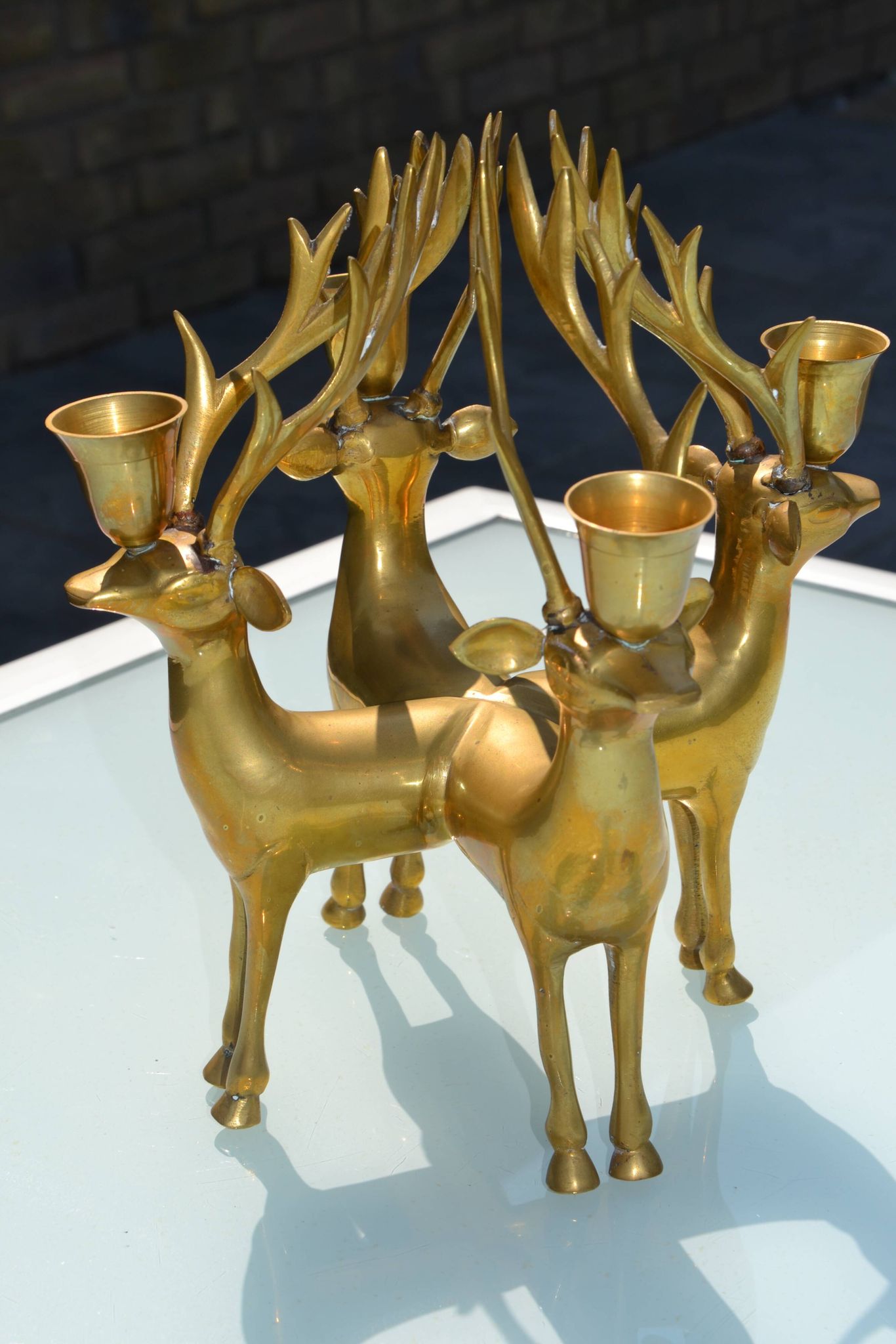 Ancien bougeoir cerf en laiton