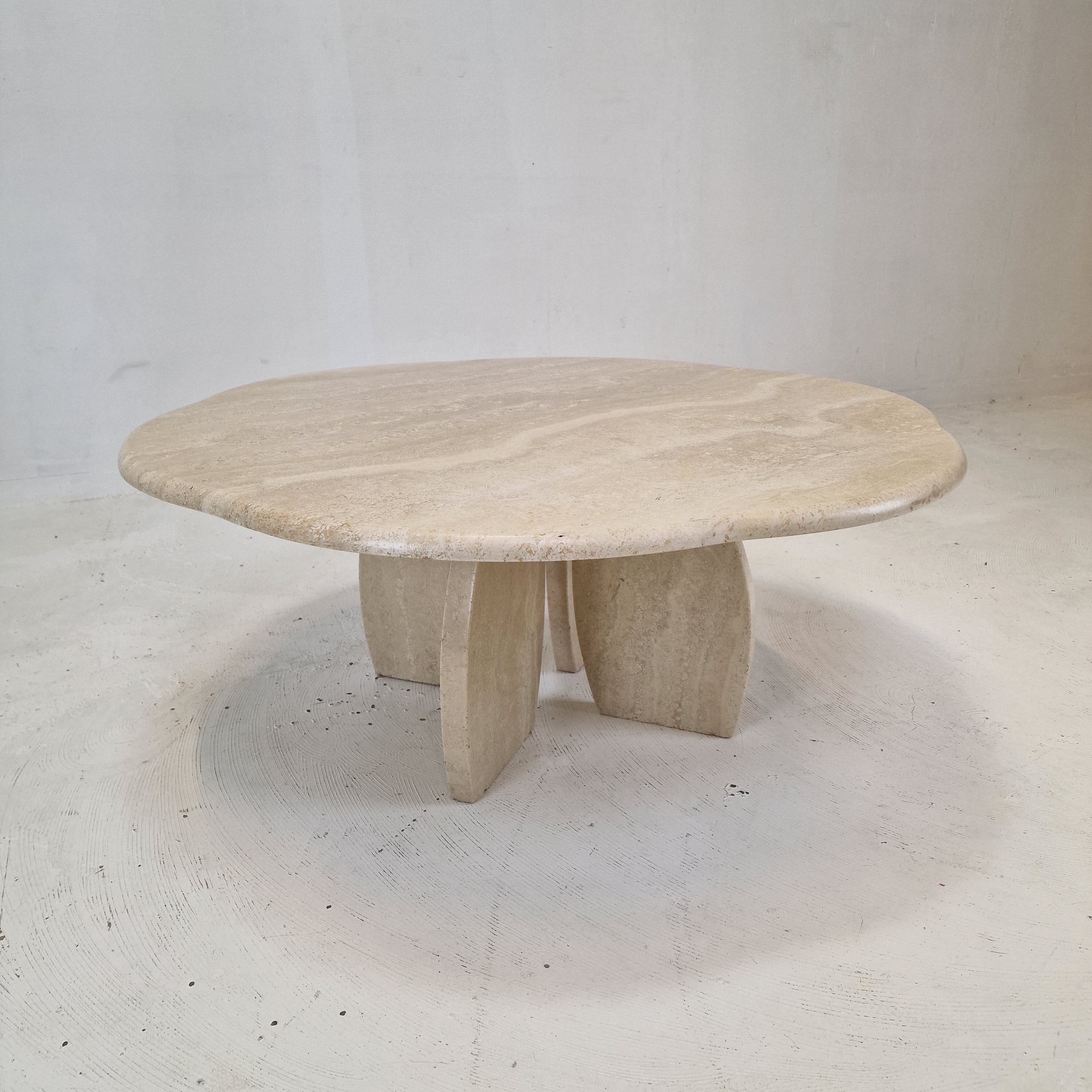 Italian travertine coffee table, 1980s