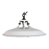 Industrial White Enamel Factory Pendant Lamp, 1960s