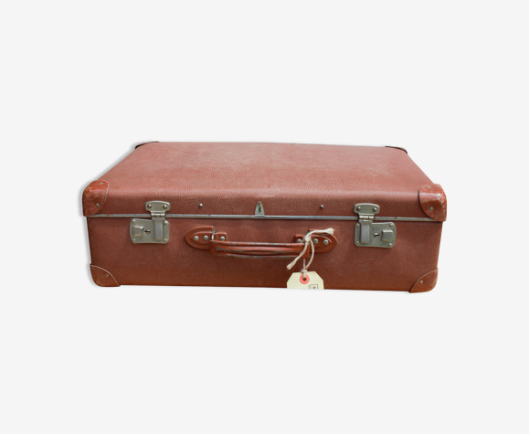 Vieille valise brune 55 cm large Vulkanfibre