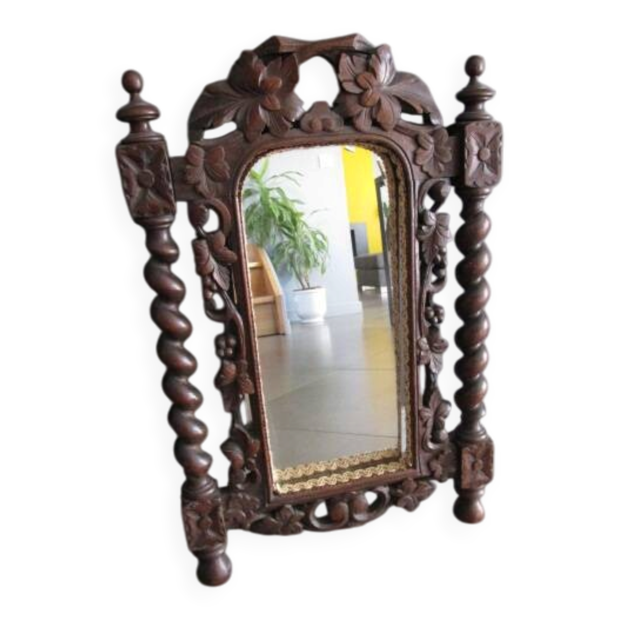 Antique carved wooden mirror