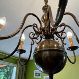 Large Dutch chandelier in bronzed brass 8 branches