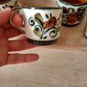 Set of 4 tea or coffee cups, Boch ceramic, Argenteuil series from the 60s
