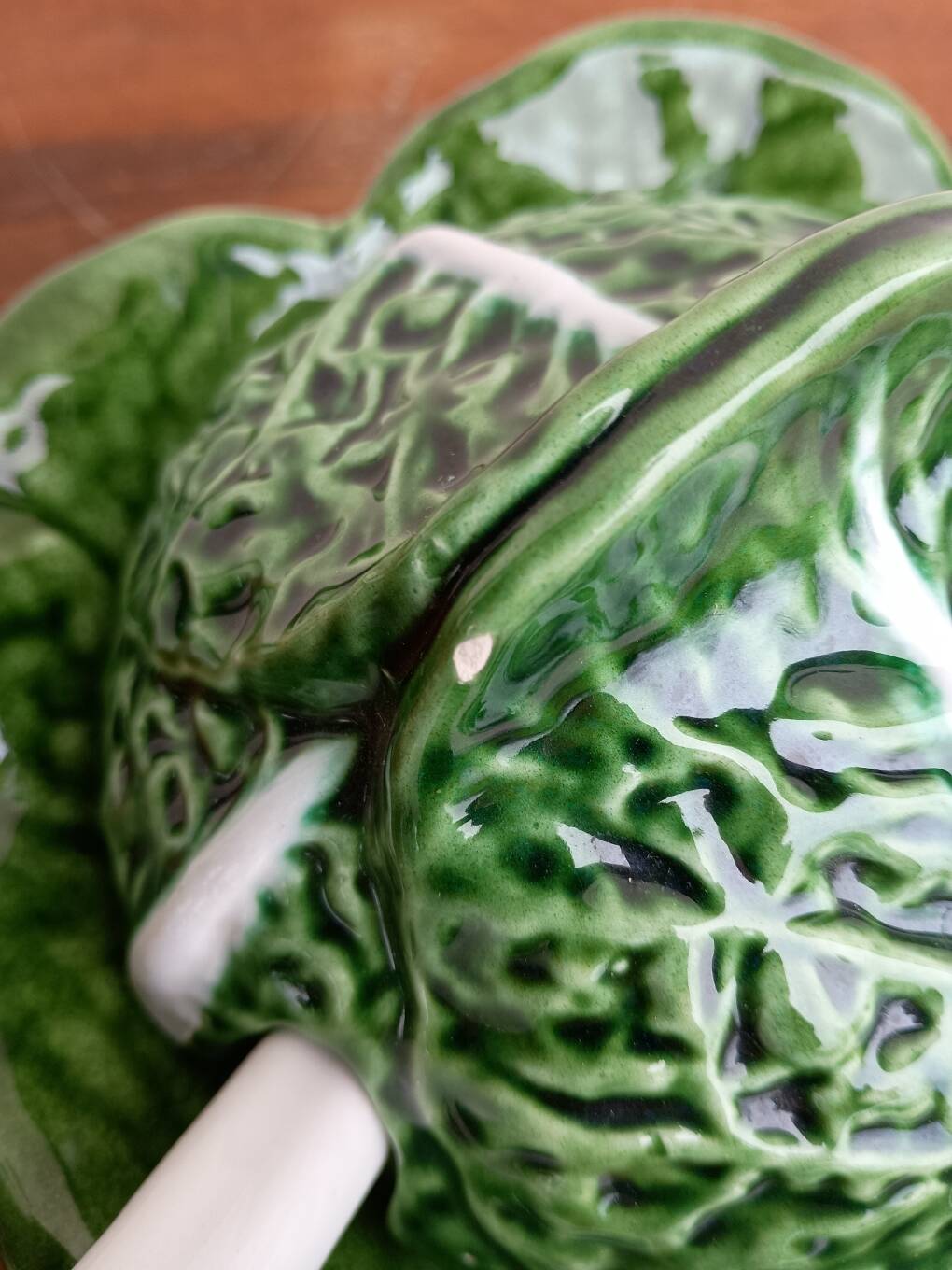 Soup tureen and cabbage slipware dish