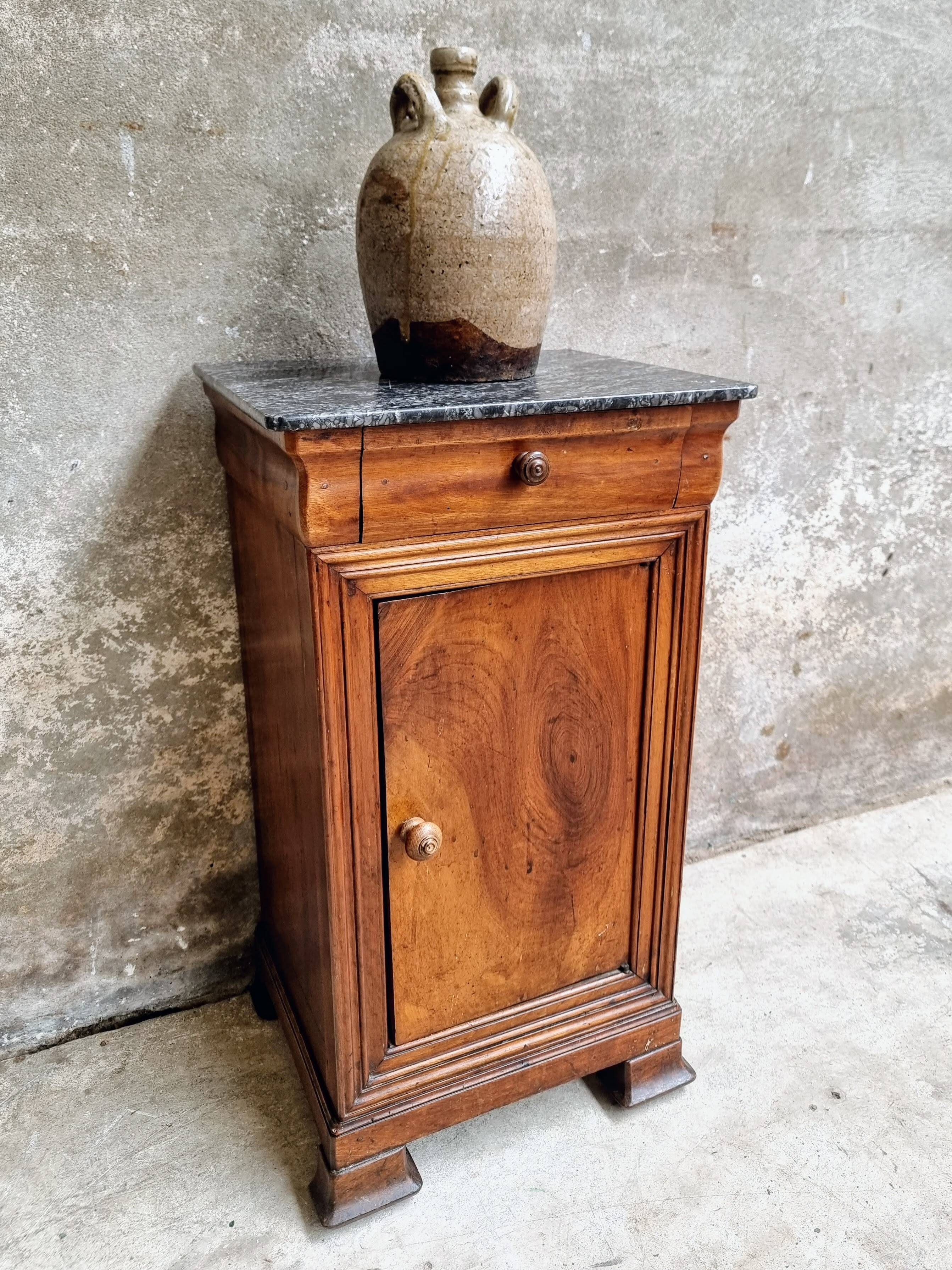 Antique small cabinet French hall cupboard walnut