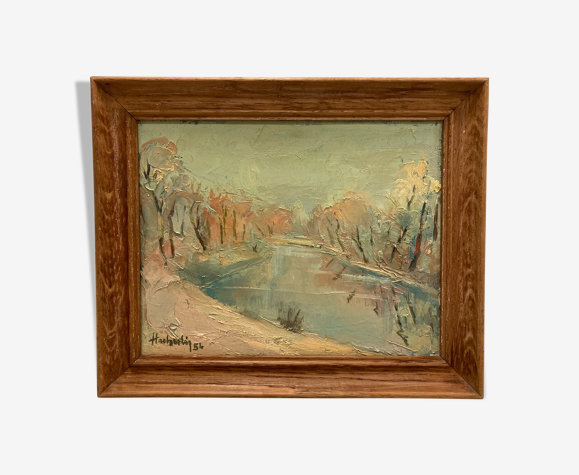 Huile sur carton encadrée