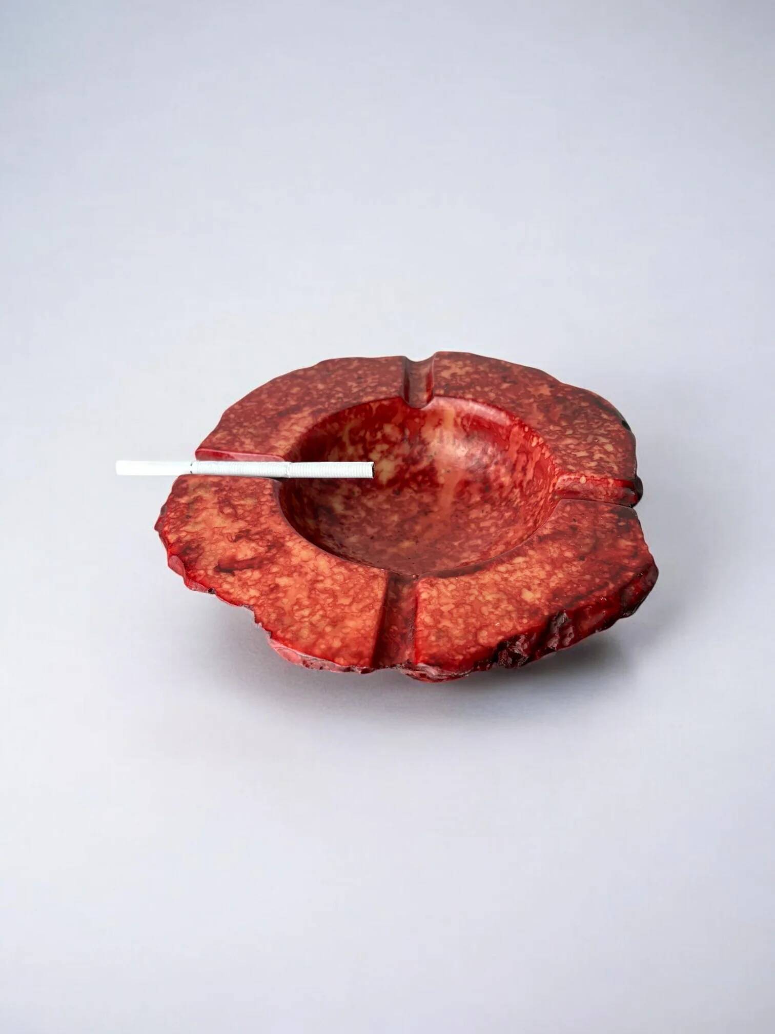 Red faux alabaster ashtray by Romano Bianchi, Italy, 1970s