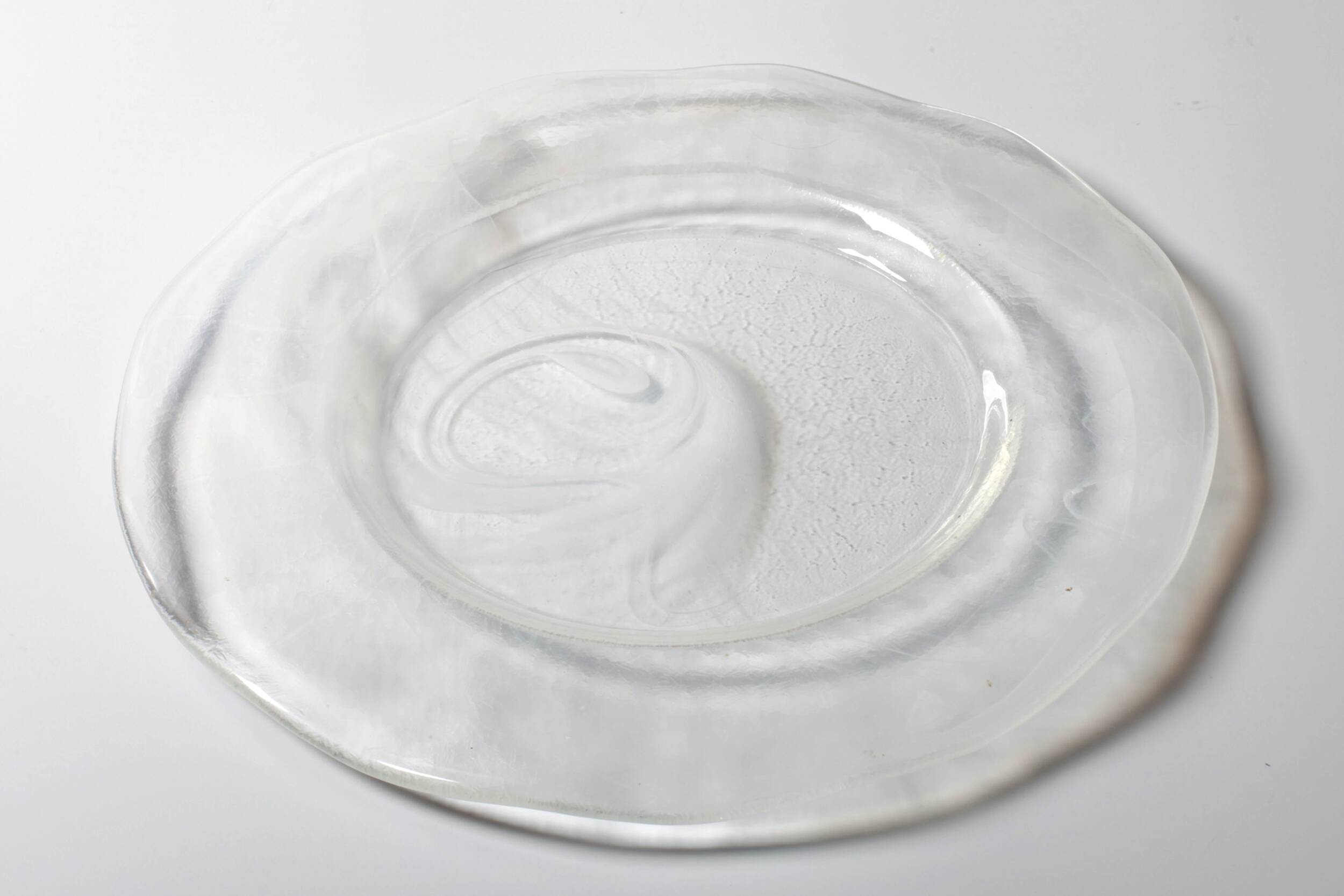 Vintage Swirl Design Glass Platter / Minimalist White Centerpiece / Italy