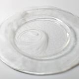 Vintage Swirl Design Glass Platter / Minimalist White Centerpiece / Italy
