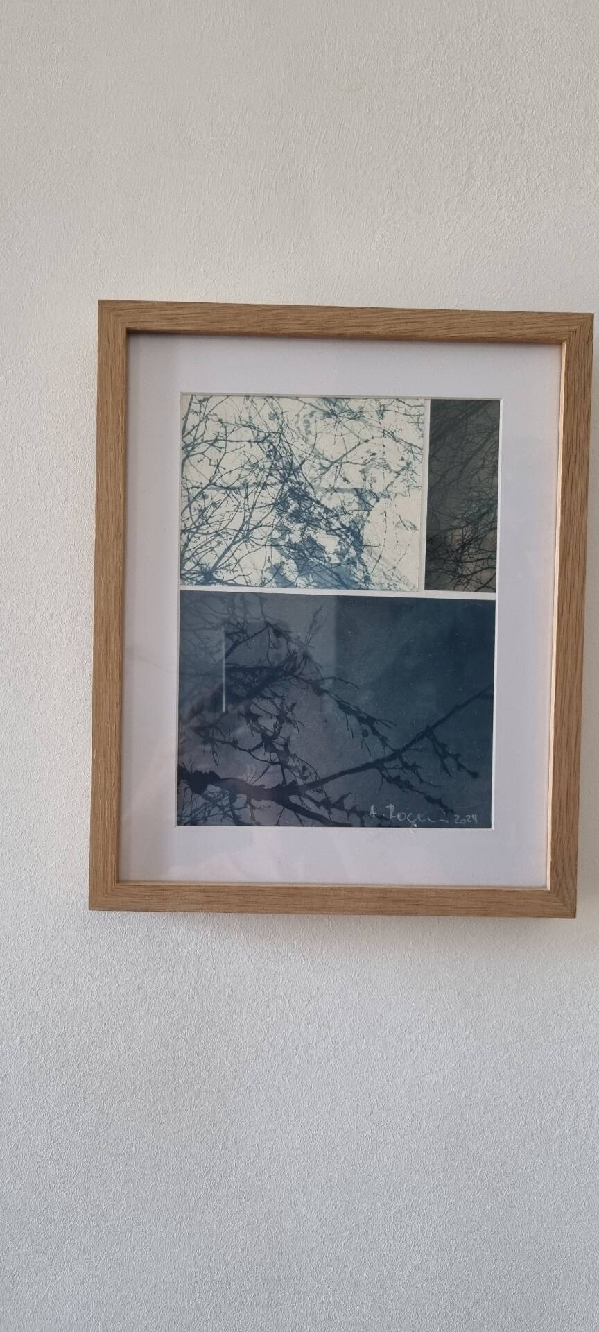 Tableau murale collage cyanotype photographique