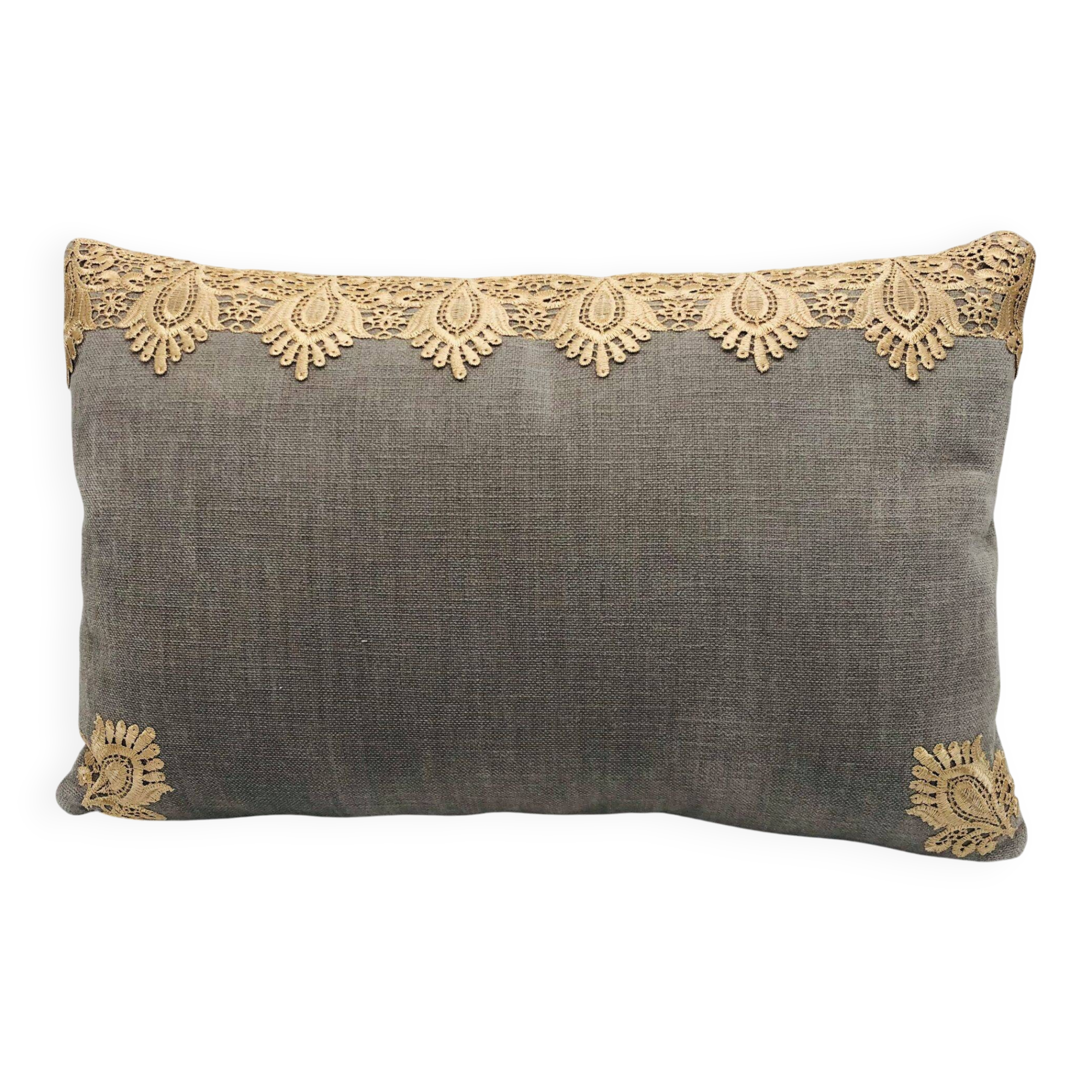 Rectangular cushion, cover and insert. Grey, Champagne. Layla model.