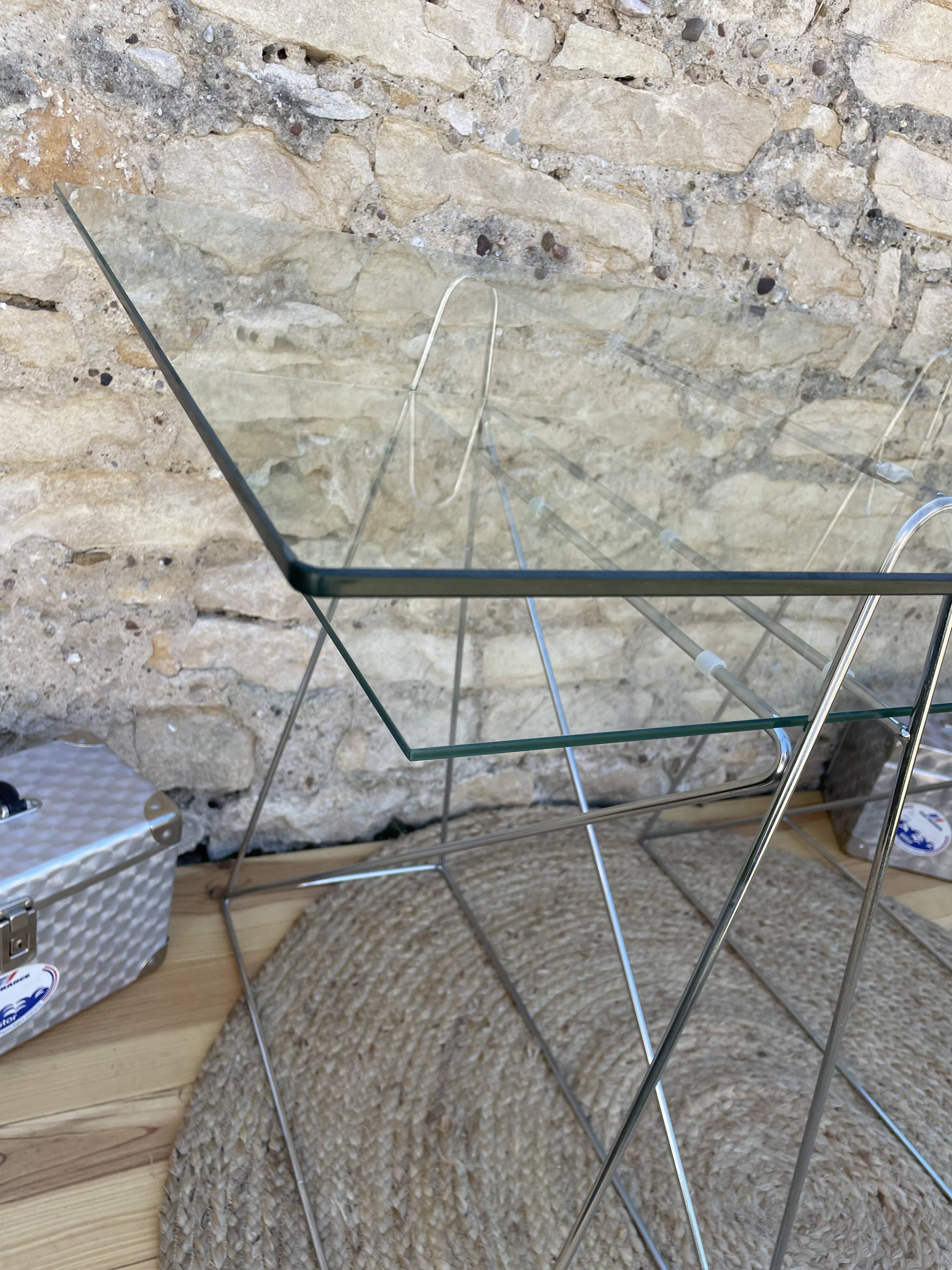 Modernist desk chrome and glass