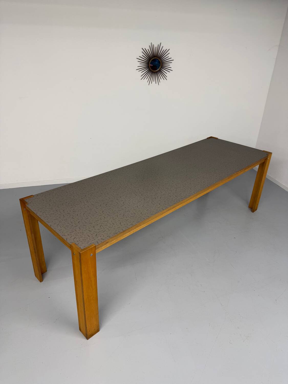 Large modernist plywood table, Memphis style, 1980s