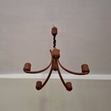 Danish variable height teak chandelier with 5 arms by Domus, 1970s