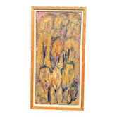 Large Swedish Oil on Panel – "Green Composition" – Signed – Vintage and Recently Framed – 77 × 41 cm (30.3 in × 16.1 in)