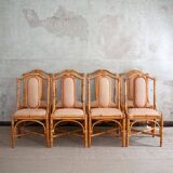 Vintage Italian bamboo chairs, 1980s, set of 8.