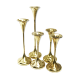 Danish candle holders set 5 design Freddie Anderson Golden brass