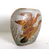 Cloisonné brass vase with ducks, circa 1900