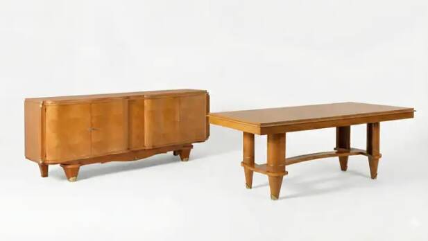 Table à manger française Art Déco en sycomore, style d'André Arbus, c. 1940