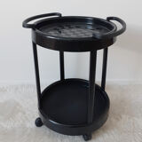 Vintage bar table, black plastic, round table, 70s, Simo, made in Italy