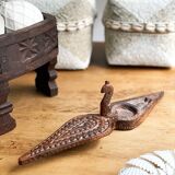 Boite à épices indienne oiseau en bois sculpté