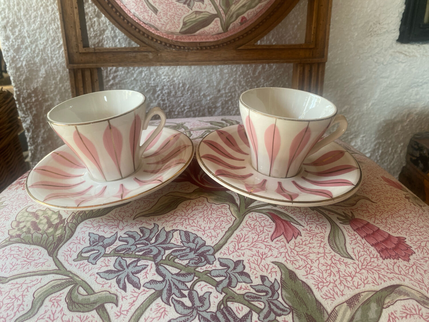 Set of 2 vintage Digoin coffee cups