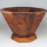 Basket or empty wooden pocket and cedar magnifying glass veneer