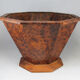 Basket or empty wooden pocket and cedar magnifying glass veneer