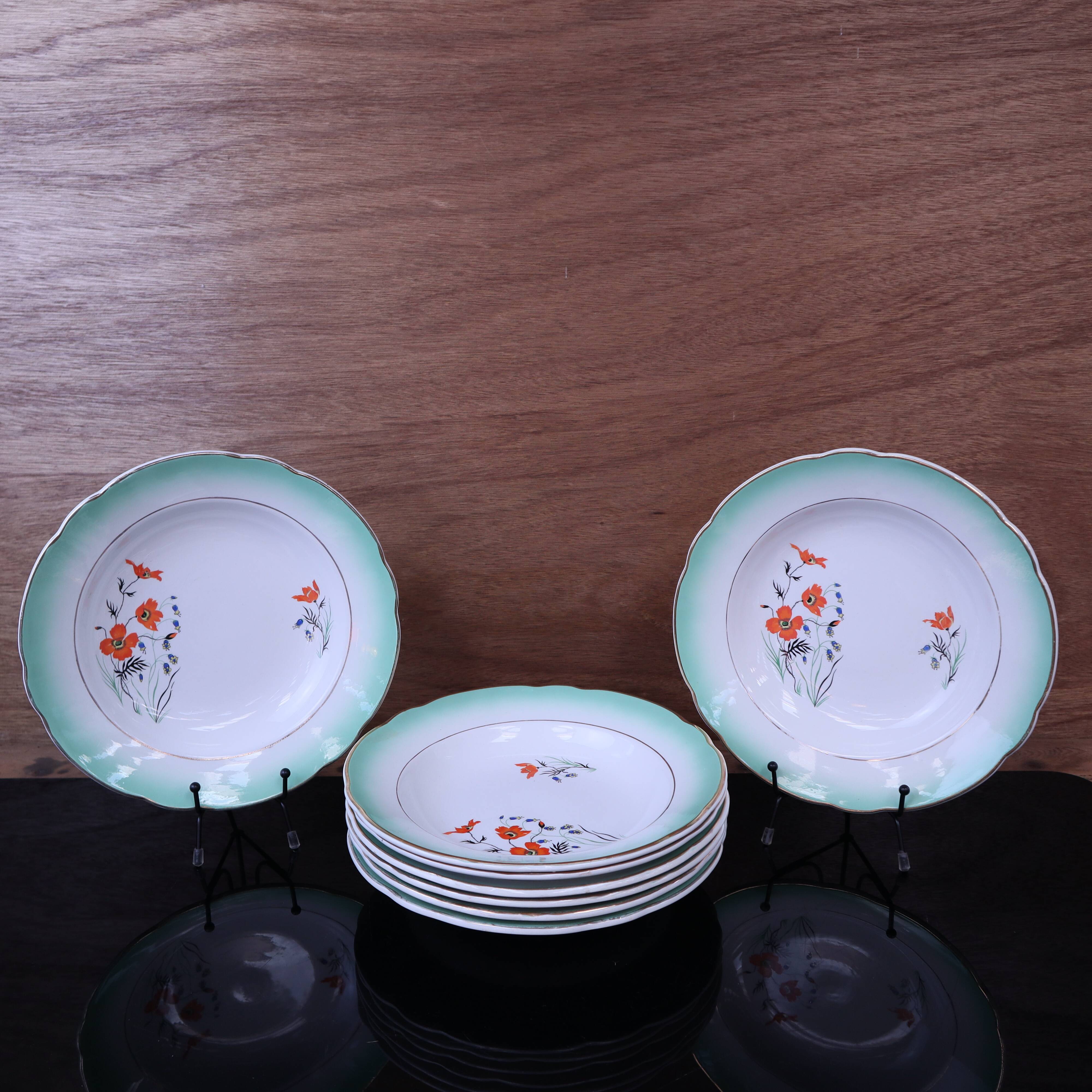 Set of 8 deep plates Sarreguemines "Barèges"