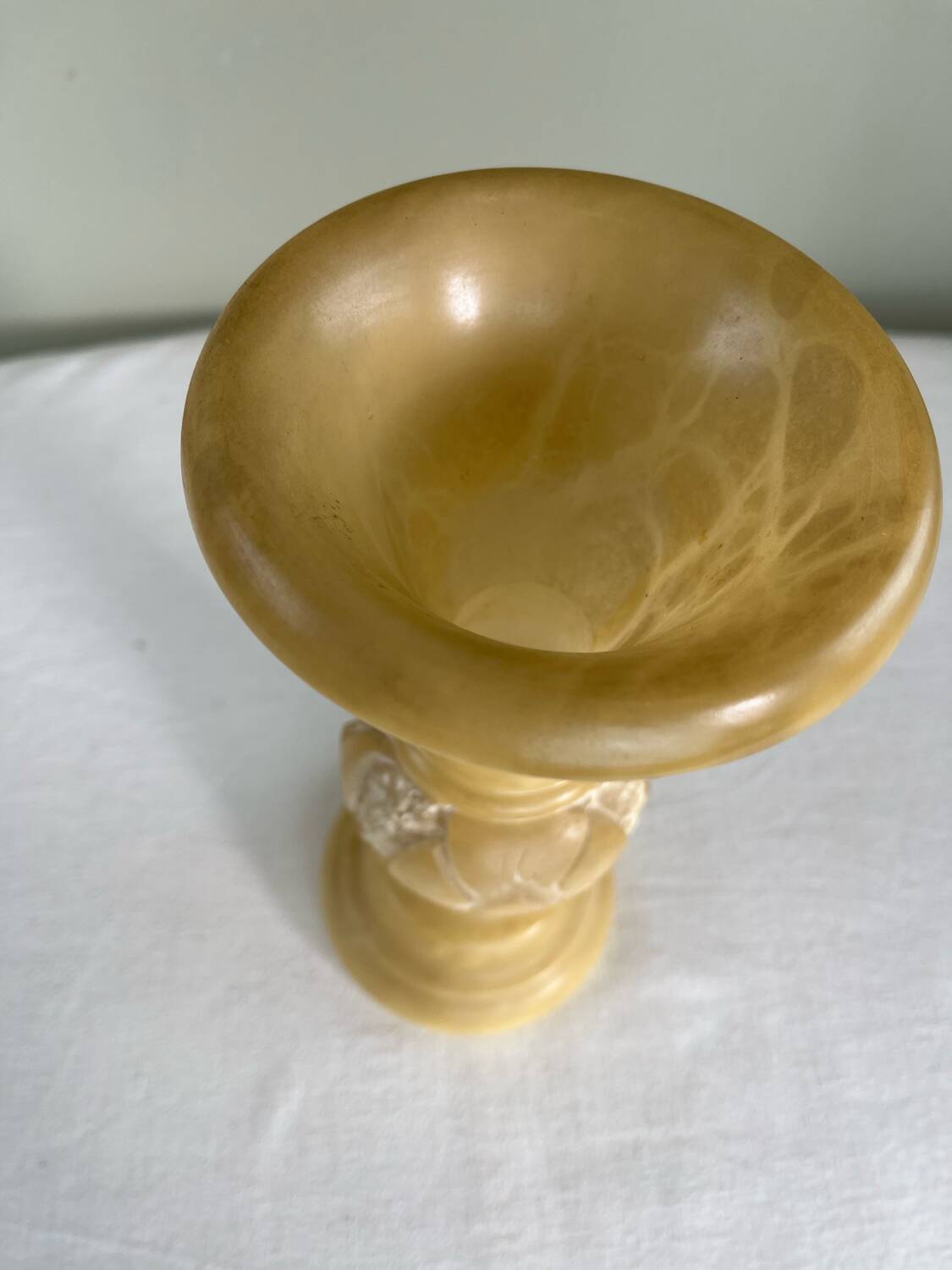 Sculpted alabaster vase