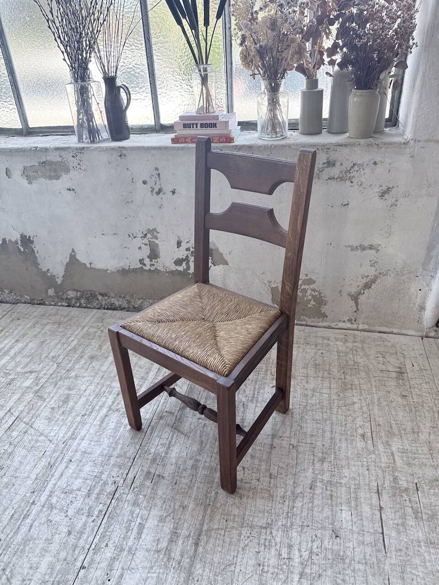 Set 4 chaises rustiques chêne De puydt, Belgique 1970